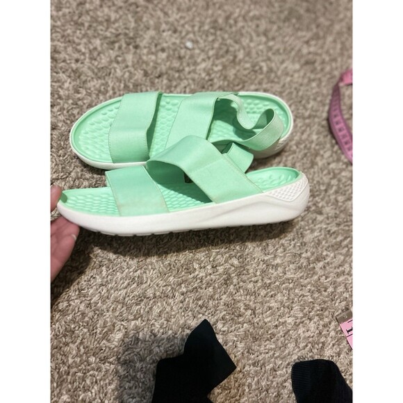 Crocs LiteRide Stretch Straps Sandals Mint Green 206081 Women Size 8 Water Shoes - Picture 2 of 9